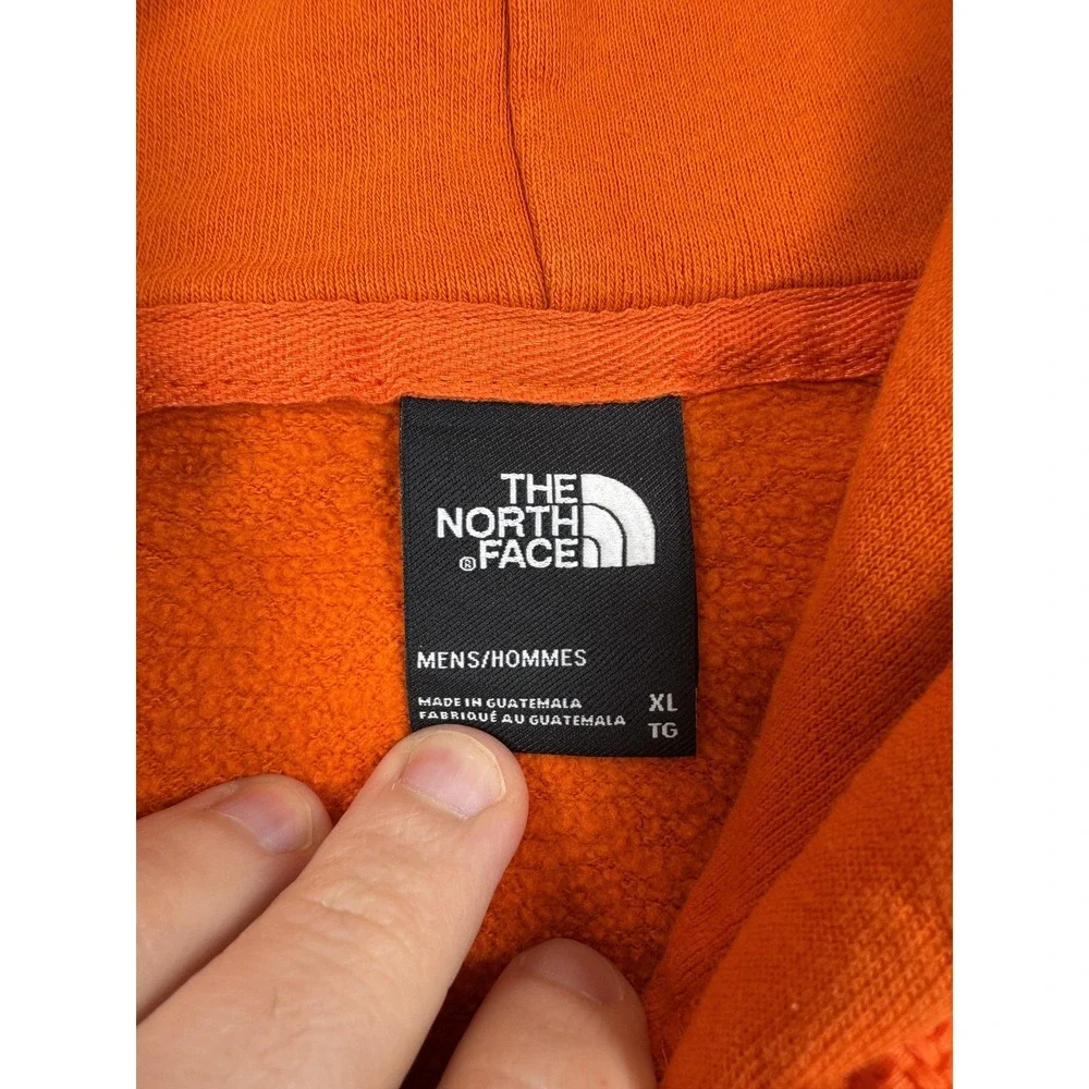 The North Face Hoodie Mens XL Orange Pullover Sweatshirt Logo Graphic Fleece